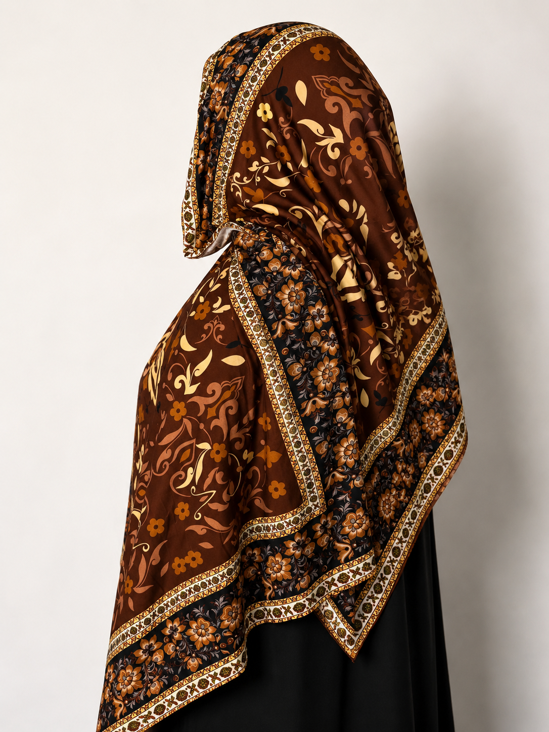 Brown Vine Print Jersey Hijab