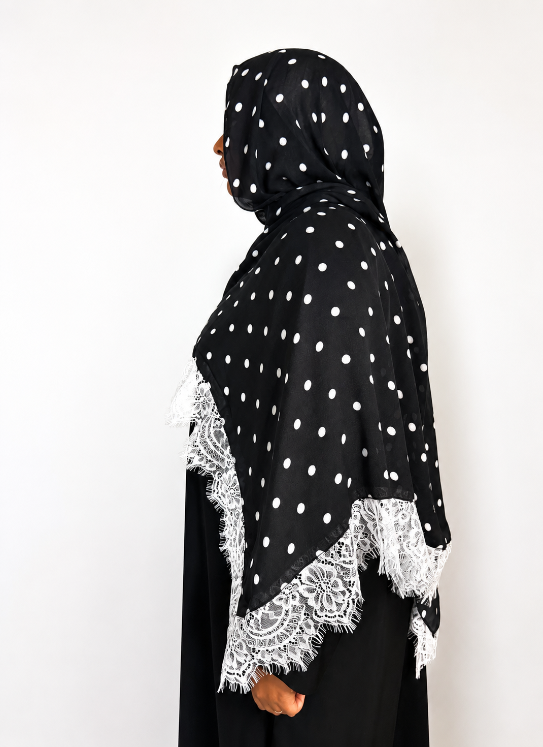 Black Polka Dot Lace Hijab