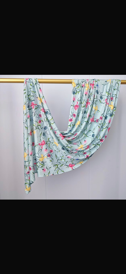 Aqua Blossom Vine jersey hijab