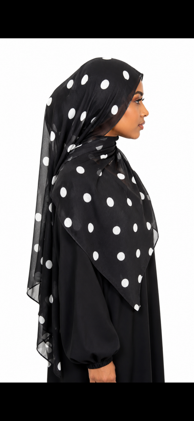 Black Pearl Polka Hijab