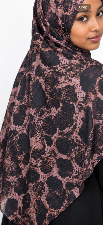 Rose Noir Python jersey hijab
