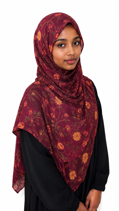 Burgundy Garden Hijab set