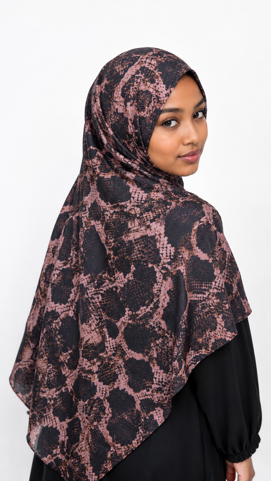 Rose Noir Python jersey hijab