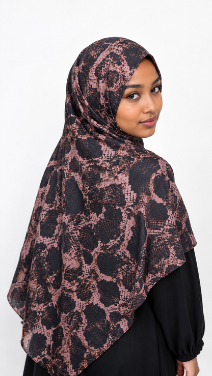 Rose Noir Python jersey hijab