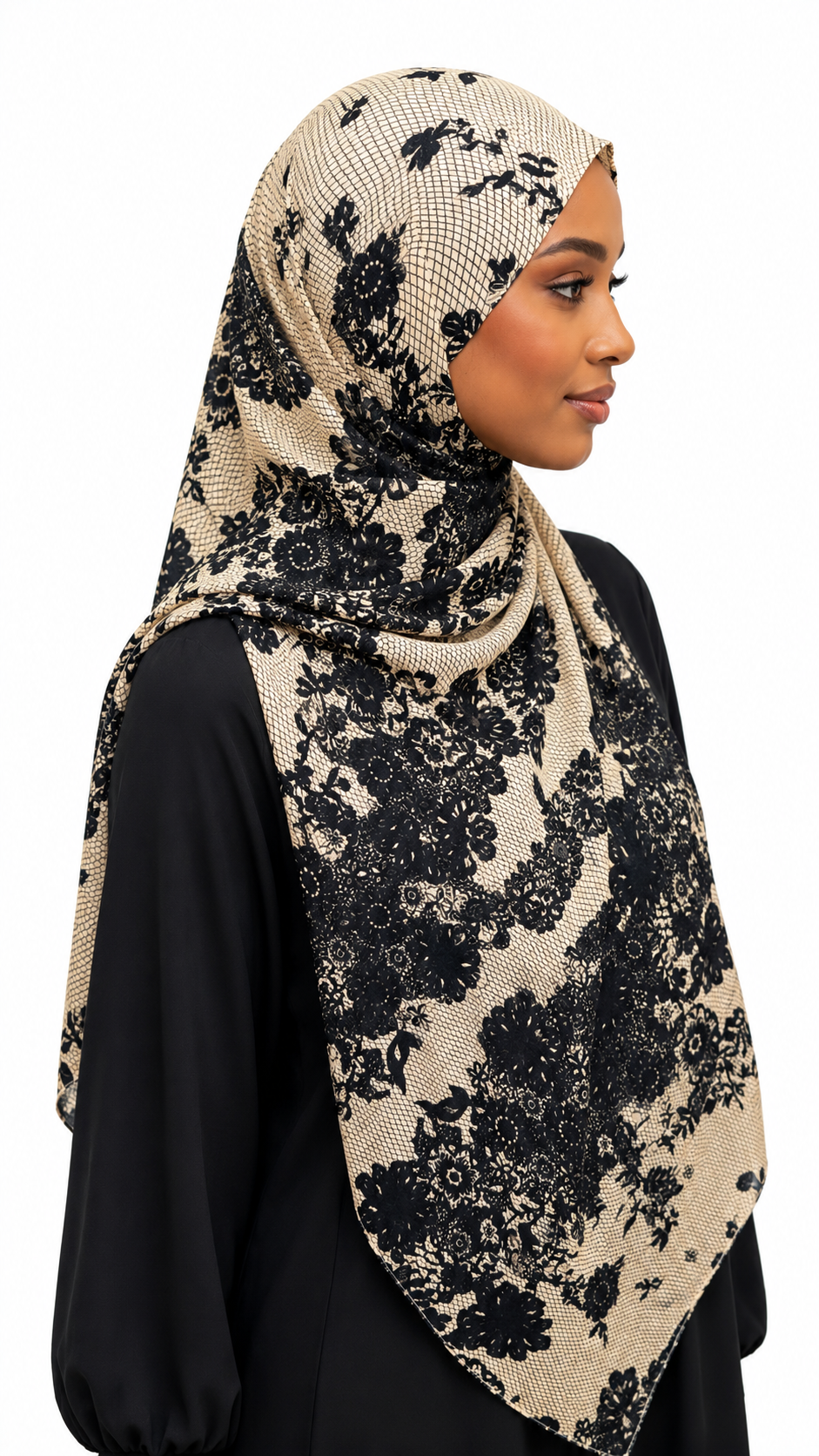 Ivory Noir jersey Hijab