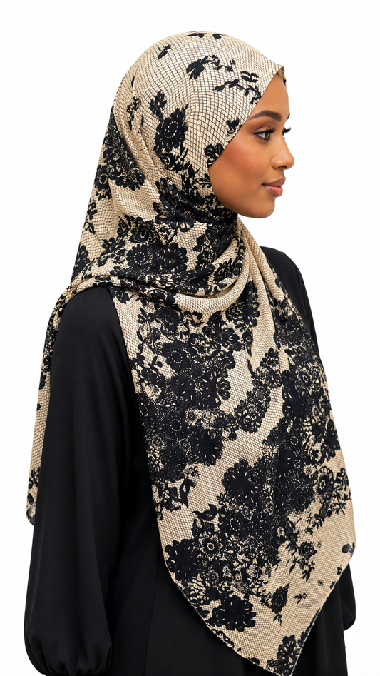 Ivory Noir jersey Hijab