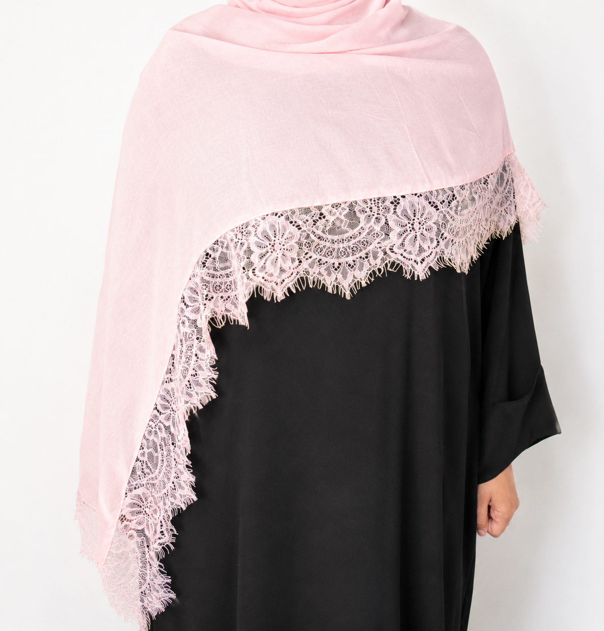 Soft Pink Lace Border Hijab
