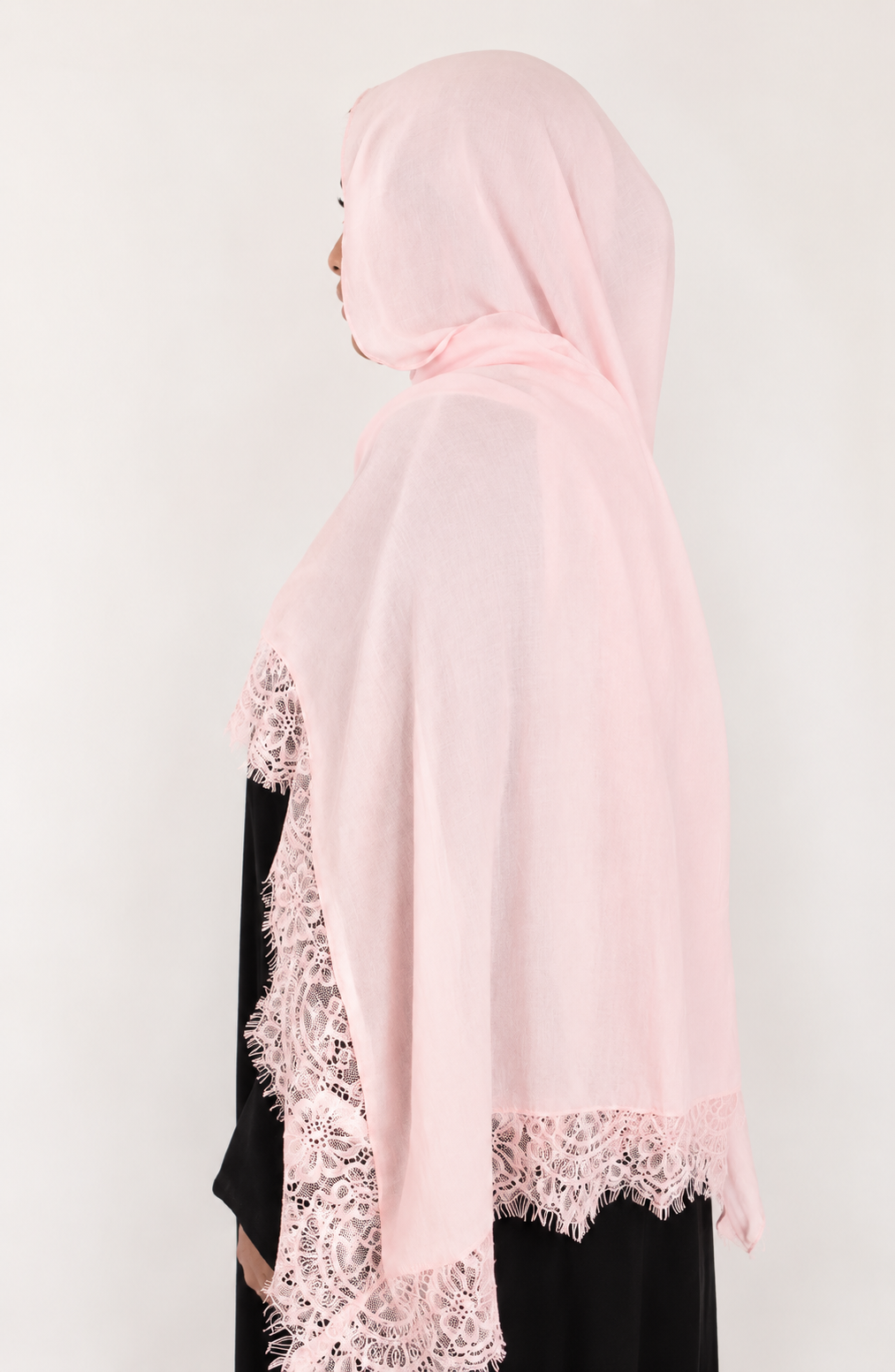 Soft Pink Lace Border Hijab