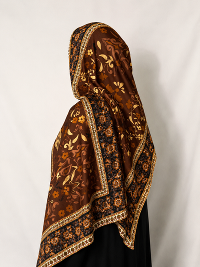 Brown Vine Print Jersey Hijab