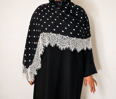 Black Polka Dot Lace Hijab