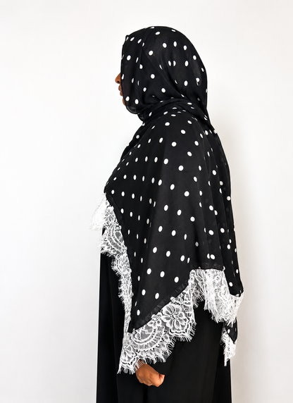 Black Polka Dot Lace Hijab