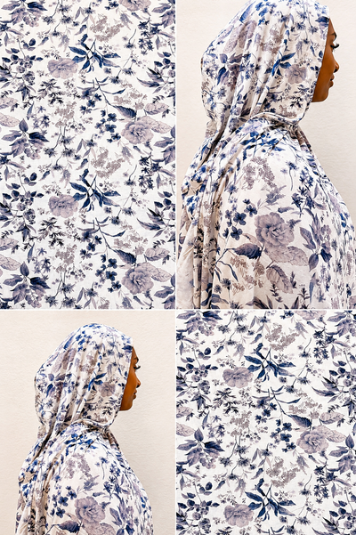 Soft Indigo Floral Jersey Hijab Set