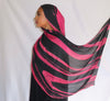 Pink Wave Print Black Hijab