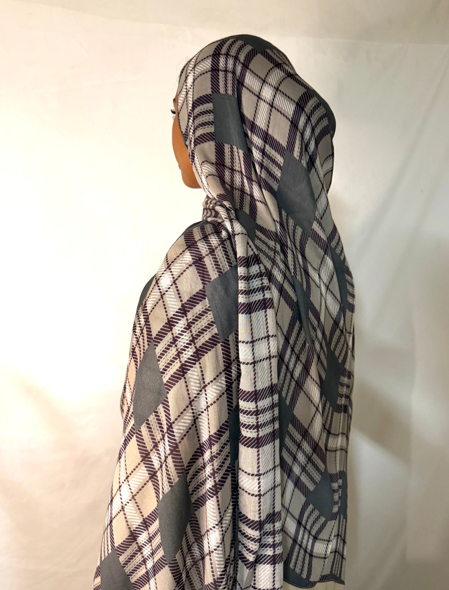 Plaid Check Print Hijab