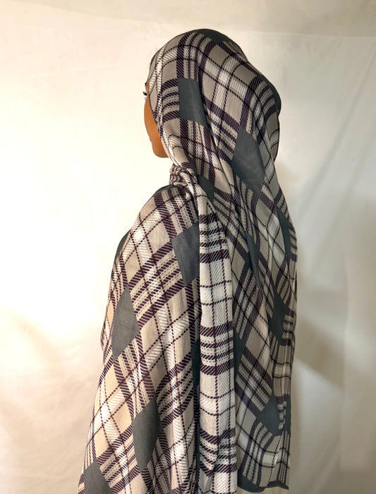 Plaid Check Print Hijab