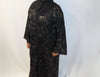 Black Floral Jacquard Abaya Set with Lace Cuffs