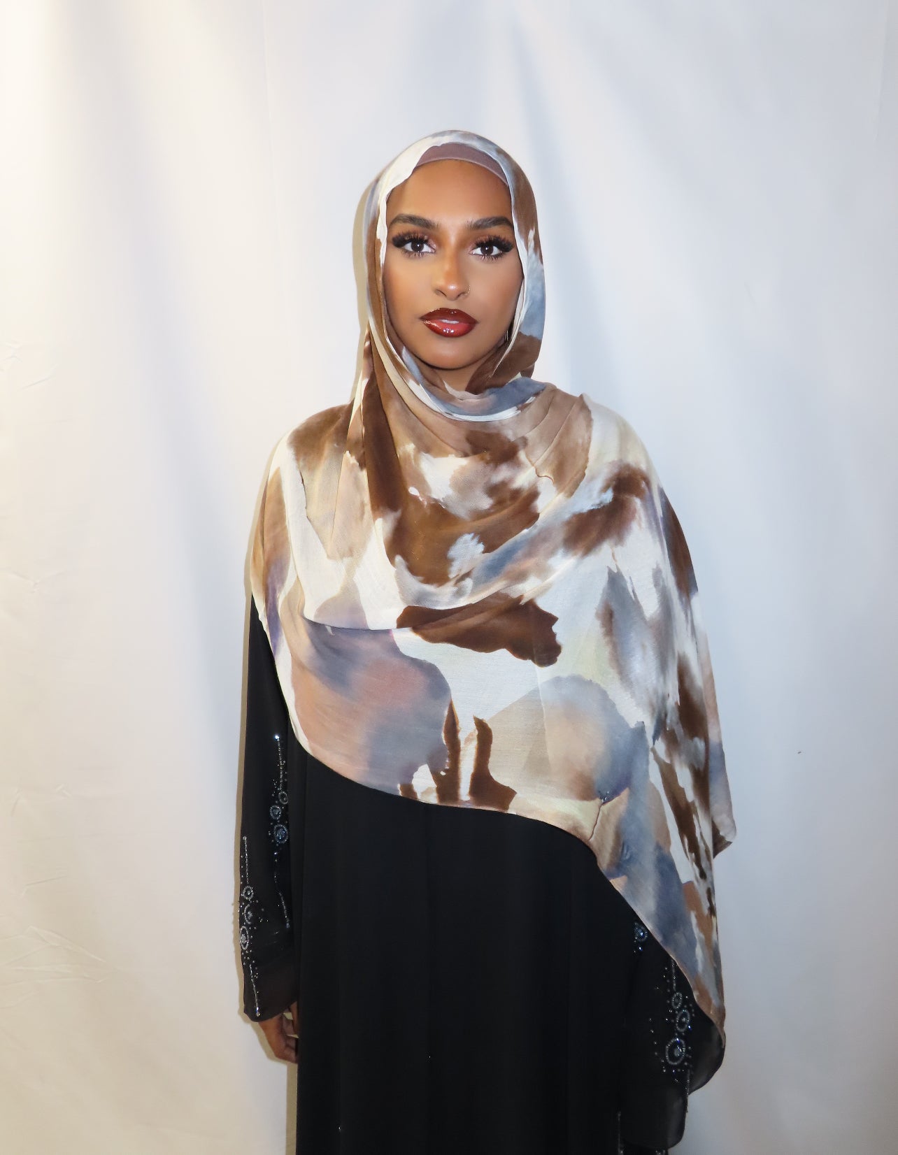 Brown & Grey Watercolor Hijab