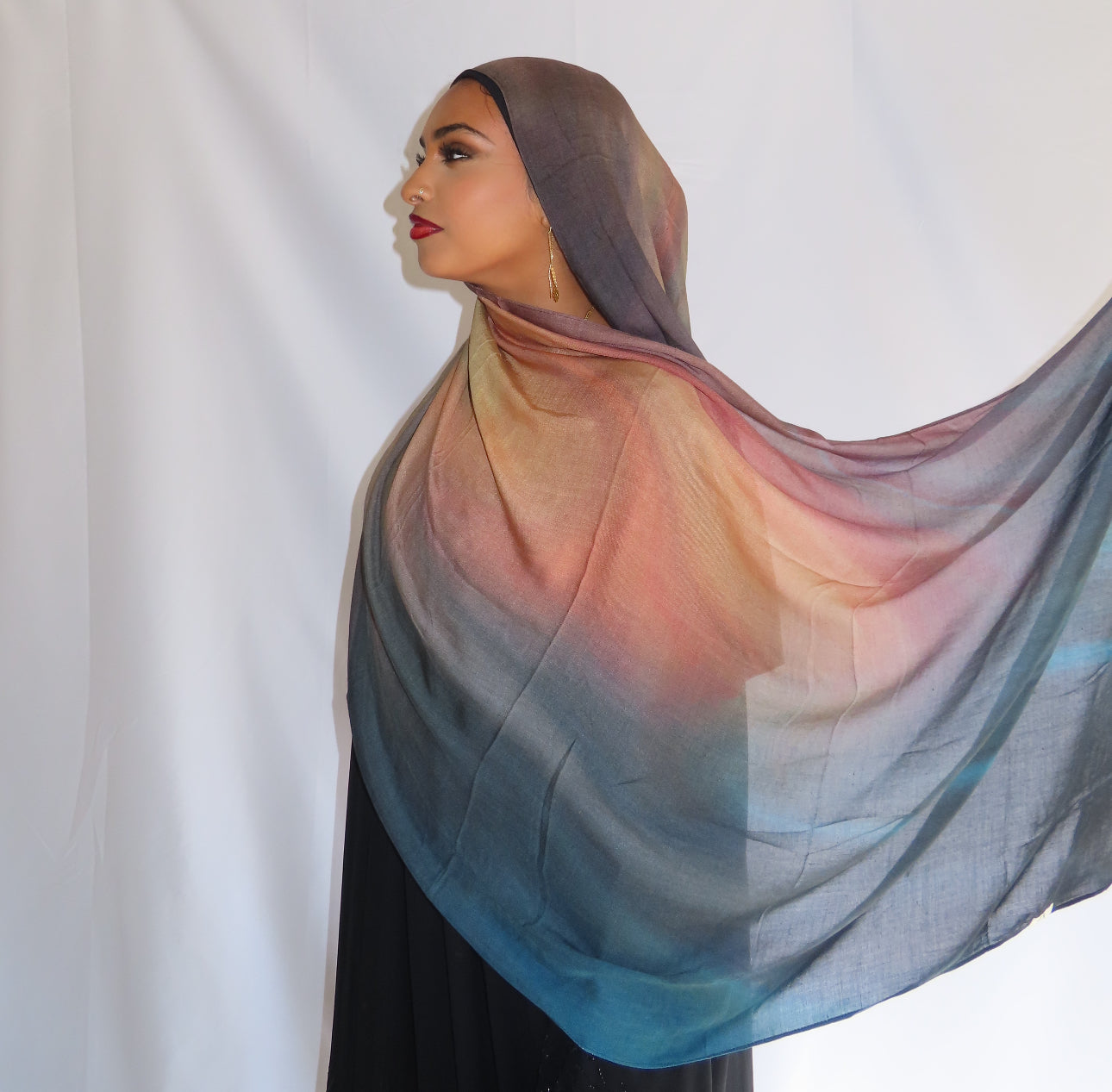 Pink Grey Teal Ombre Hijab