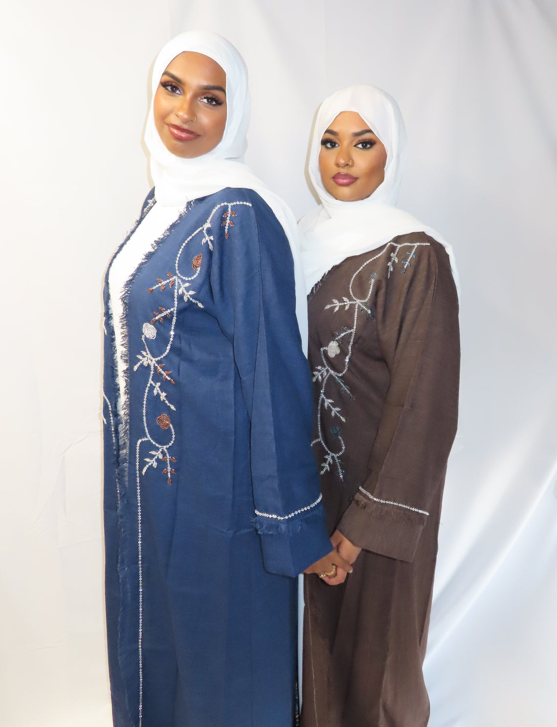 Brown Embroidered Abaya Set