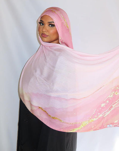 Rose Quartz Drip Printed Hijab