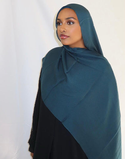 Deep Teal Plain Hijab Set