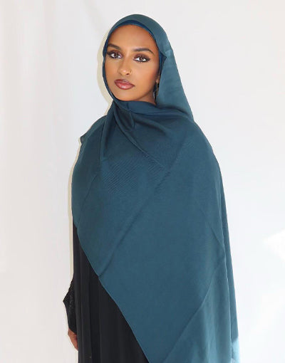 Deep Teal Plain Hijab Set