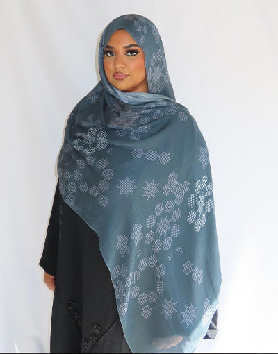 Azure Blue Printed Hijab