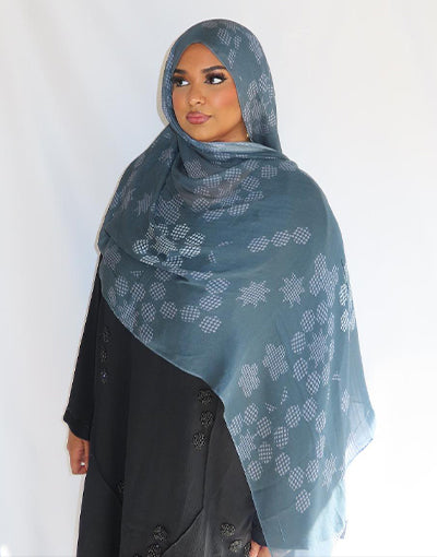 Azure Blue Printed Hijab