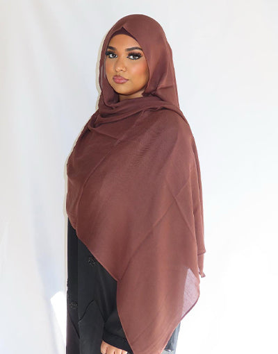 Chestnut Brown Plain Hijab Set