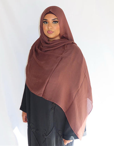 Chestnut Brown Plain Hijab Set